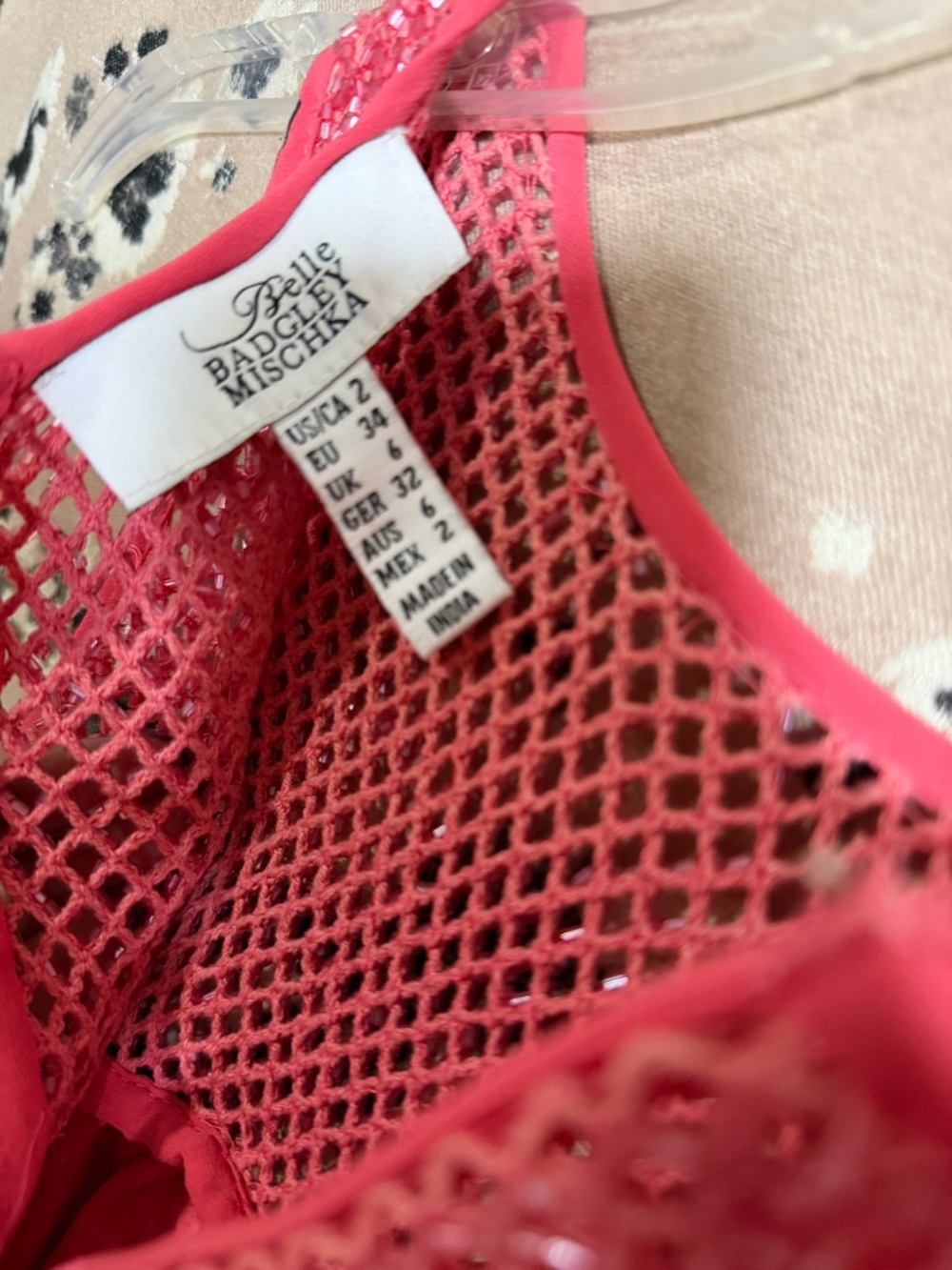 Belle Badgley Mischka Coral Beaded Sequin Chiffon Maxi Dress Size 2